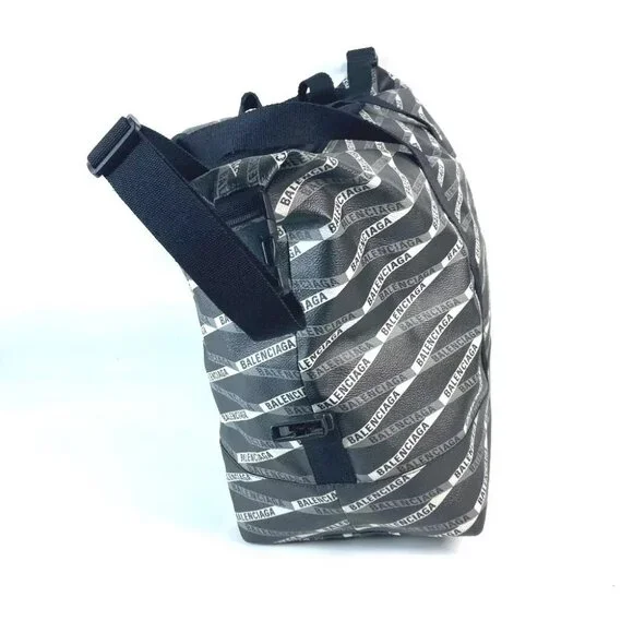 BALENCIAGA 532810 Logo Shoulder Bag Travel Bag Duffle Bag gray/Black - Picture 3 of 13